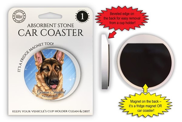 Dog Breed Car Coasters w/ Magnet