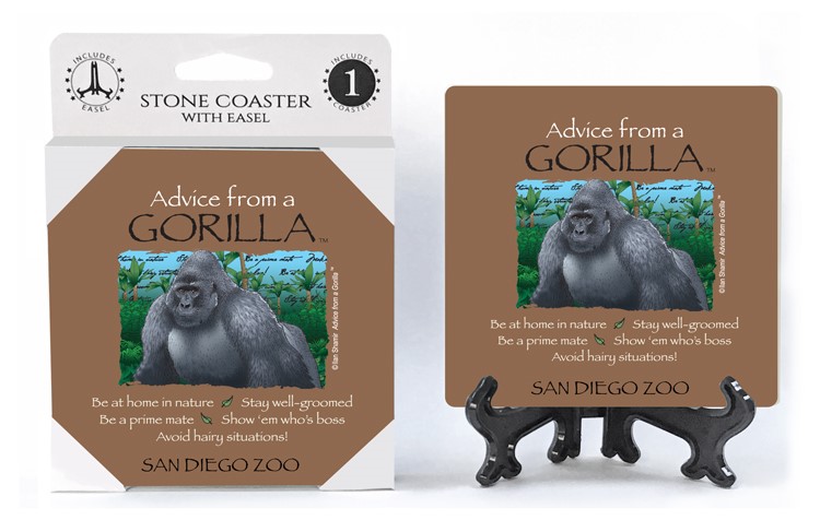 Gorilla / Advice From - 4" x 4" table coaster - 1 per pack with easel - off... 16151