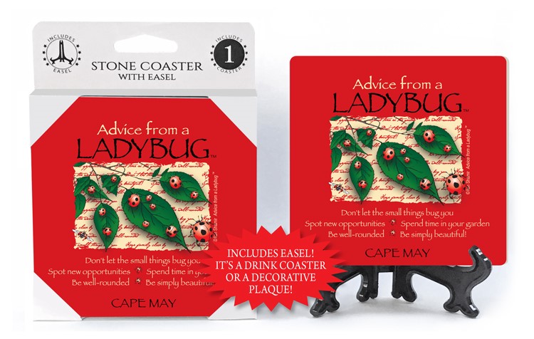 Ladybug / Advice From - 4" x 4" table coaster - 1 per pack with easel - off... 16160