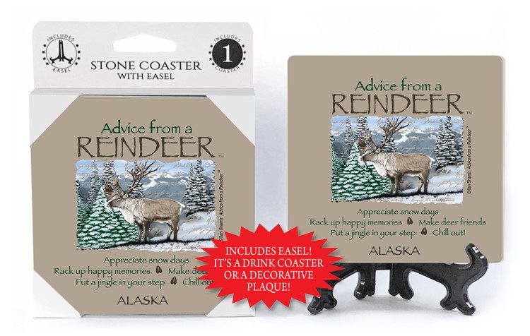 Reindeer / Advice From - 4" x 4" table coaster - 1 per pack with easel - of... 16198