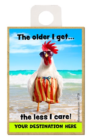 Rooster Swim Trunks - The older I getÂ…the less I care wood fridge magnets … 40709