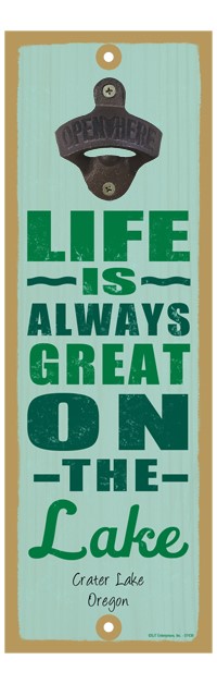 Life is always great on the lake 5" x 15" bottle opener wood plaque 07439