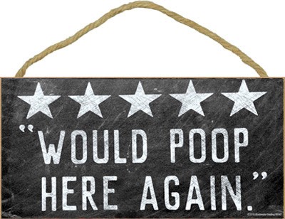 5 stars - would poop here again (with chalkboard look)  5" x 10" wood plaqu… 89147