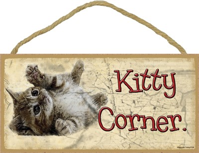 Rolling Kitten-Kitty Corner 5" x 10" wood plaque, sign - Features the artwo… 91126