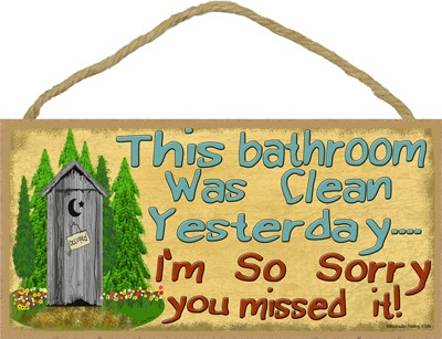This bathroom was clean - outhouse 5" x 10" wood plaque, sign - Features th… 91284