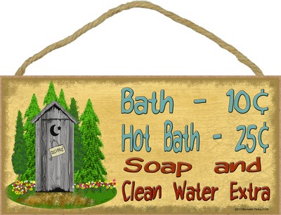 Bath 10 cents - outhouse 5" x 10" wood plaque, sign - Features the artwork … 91289