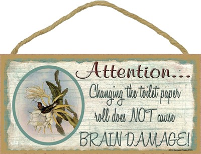 Changing the toilet paper - hummingbird 5" x 10" wood plaque, sign - Featur… 91315