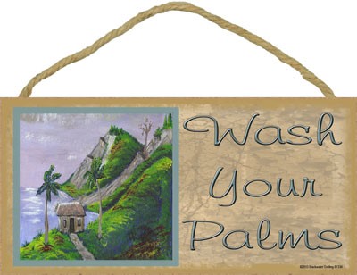 Wash Your Palms 5" x 10" wood plaque, sign - Features the artwork of Blackw… 91334