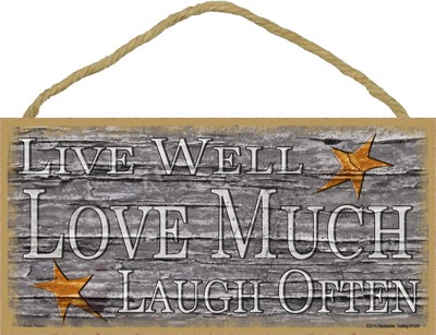 Primitive Live Well Love Much  - stars 5" x 10" wood plaque, sign - Feature… 91529