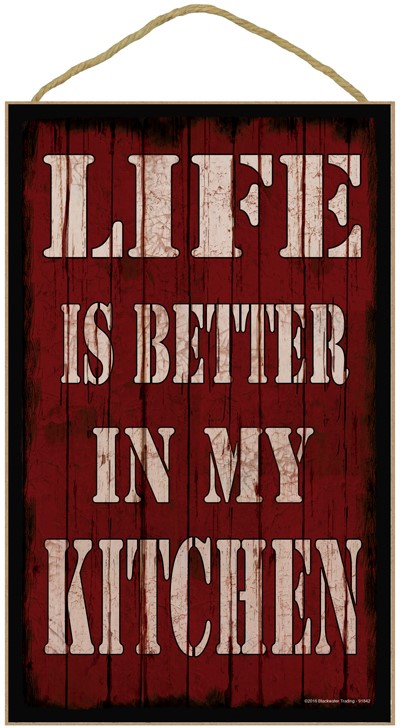 Life is better in my kitchen (red) 10" x 16" wood plaque, sign. Features th… 91842