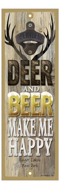 Deer and beer make me happy - Antlers with distressed wooden background 07453