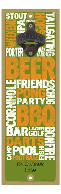 Beer word art with orange and white letters, and green background 07462