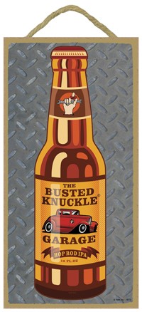 Busted Knuckle Garage - Hot Rod IPA 5" x 10" wood plaque, sign 19713