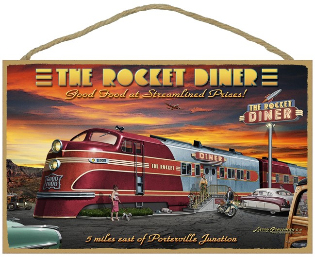 The Rocket Diner 10" x 16" wood plaque, sign - features the artwork of Larr… 33507