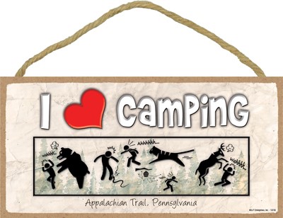 I (heart) Camping - Comic of stick figure being attacked by animals 13735