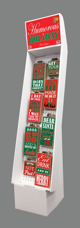 1 - CHRISTMAS / HOLIDAY SAYINGS ON WOOD SIGNS - Cardboard Floor Display - 8... 48923