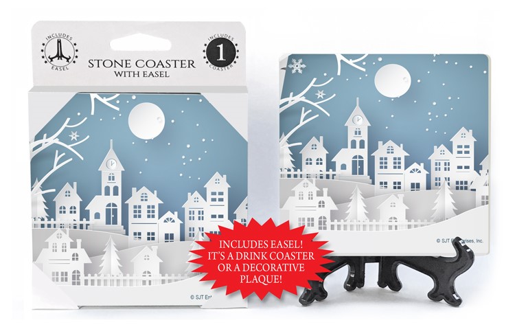 Paper city cutouts - Night scene w/stars and moon - Christmas 1-pack coaste... 71606
