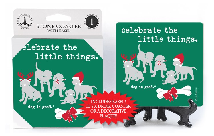 Celebrate the little things (5 dogs and big bone with red ribbon on it) 1-p... 42110