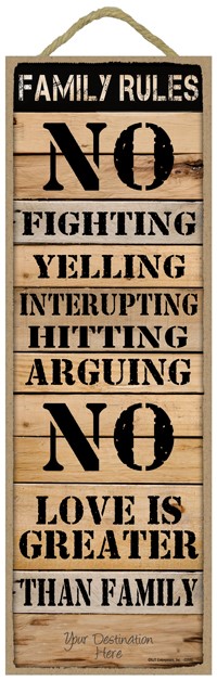 Family Rules Rustic Wood Plank Signs 02680