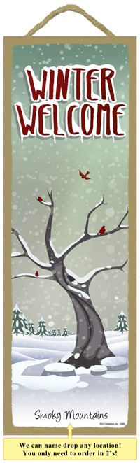 Winter Welcome - Tree with Cardinals wood plaques, signs - measure 5" x 15"... 02656