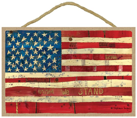 American flag - United we stand 7" x 10.5" wood plaques featuring the artwo… 55902