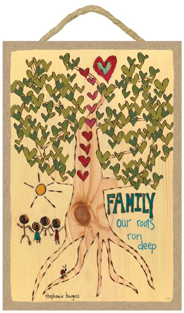 Family - our roots run deep (tree with beige background) 7" x 10.5" wood pl… 55917