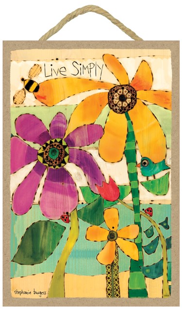 Live Simply (flowers, bee, bird & ladybugs) 7" x 10.5" wood plaques featuri… 55926