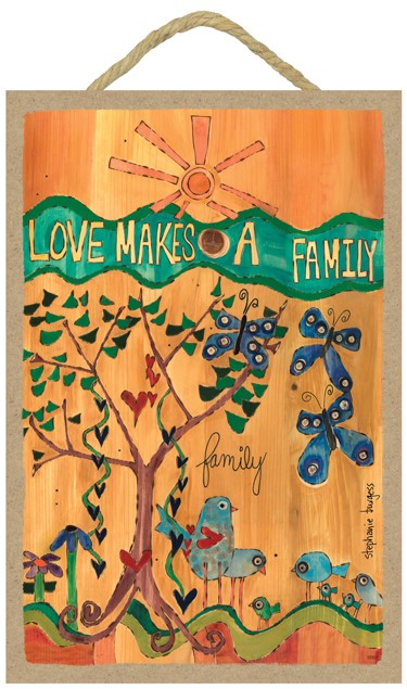 Love makes a family (sun, 6 birds, 3 blue butterflies, 3 flowers) with tree… 55931