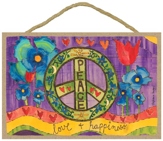 Peace - love & happiness (green peace symbol, purple background with flower… 55934
