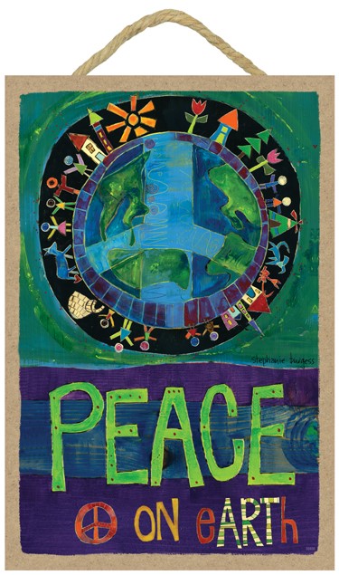 Peace on Earth 7" x 10.5" wood plaques featuring the artwork of Painted Pea… 55935