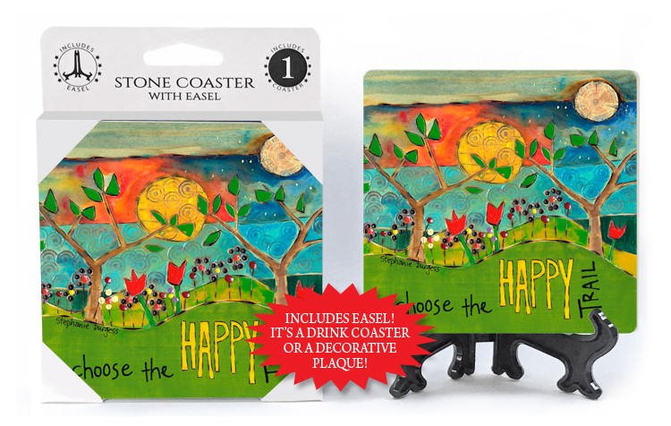 Choose the happy trail 1-pack coaster with easel featuring the artwork of P… 56308