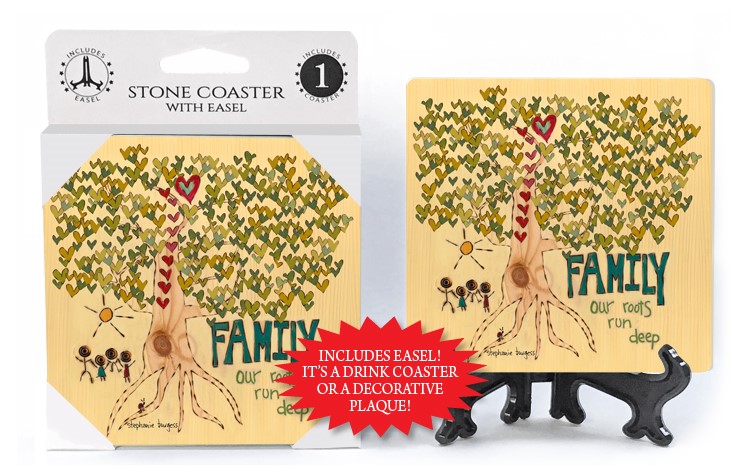 Family - our roots run deep (tree with beige background) 1-pack coaster wit… 56317