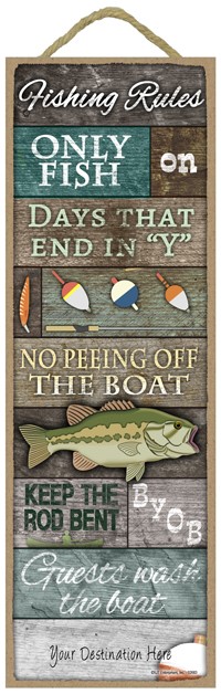 Wood Plank With Fishing Rules 02683