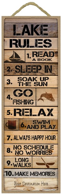 Wood Plank With Lake Rules 02691