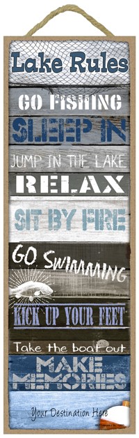 Lake Rules Wood Plank 02693