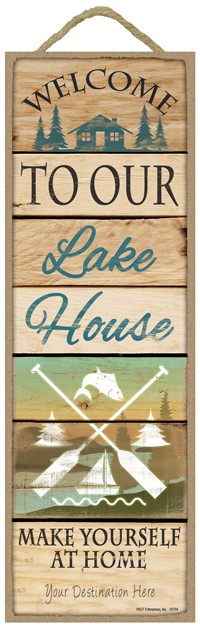 Welcome to our Lake House - Make Yourself at Home 5" x 15" wood Plank plaqu… 02704