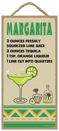 Margarita - Recipe Southwest design 5" x 10" wood plaque, sign 13308
