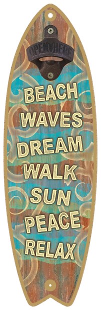 Beach Waves Dream Walk Sun Peace Relax - Surfboard bottle opener 41339