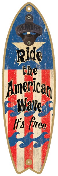 Ride the American Wave - It's free - Surfboard bottle opener 41341