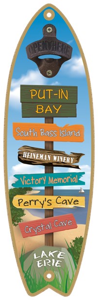 Destination Sign Post Plaque - lake theme - Surfboard Bottle Opener 07232