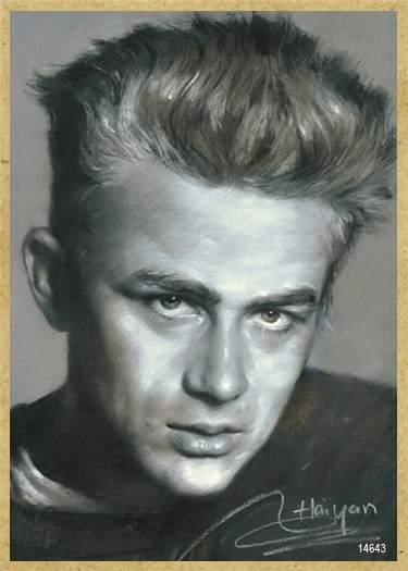 James Dean (black and white) wood fridge magnets featuring the artwork of H… 14643