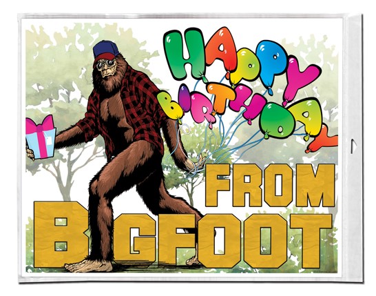 Bigfoot Carrying Balloons Plastic Sign 24840