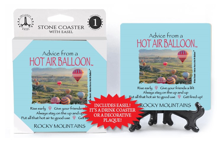 Hot Air Balloon / Advice From - 4" x 4" Table Coaster - 1 Per Pack With Easel 16346