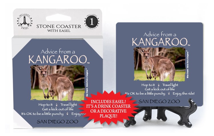 Kangaroo / Advice From - 4" x 4" Table Coaster - 1 Per Pack With Easel 16348