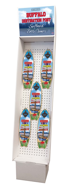 Buffalo Destination Post Surfboard Bottle Opener Cardboard Floor Display 48963