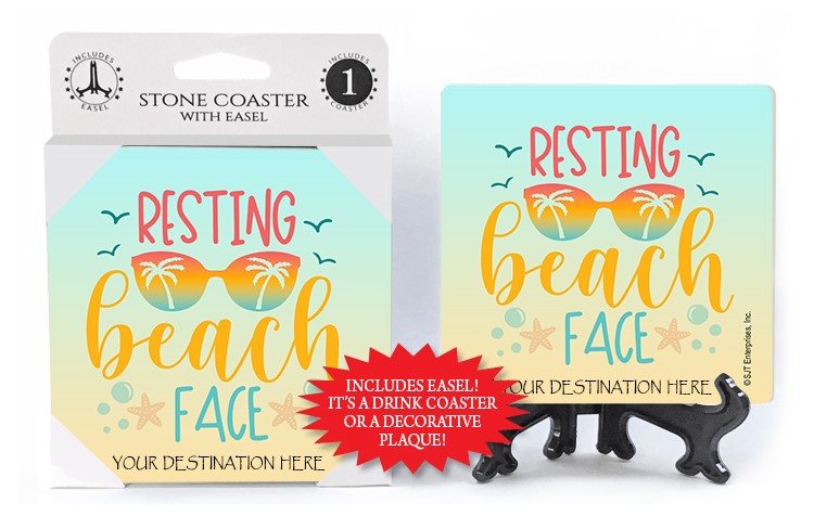 Resting beach face absorbent stone coaster 46410
