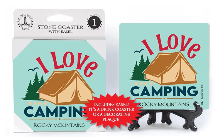 I love camping 1-pk stone coaster with easel - can be name dropped with your des 71961