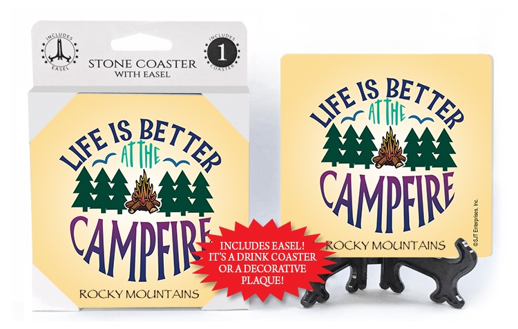 Life is better at the campfire 1-pk stone coaster with easel - can be name dropp 71965