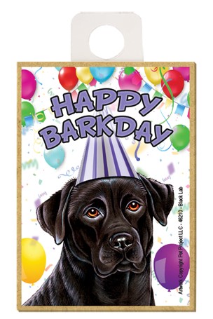 Black Lab Happy Barkday wood fridge magnet 46210