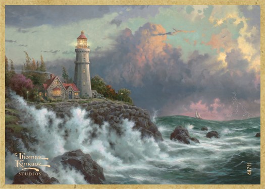 Conquering the Storms wood fridge magnet featuring the artwork of Thomas Kinkade 44711